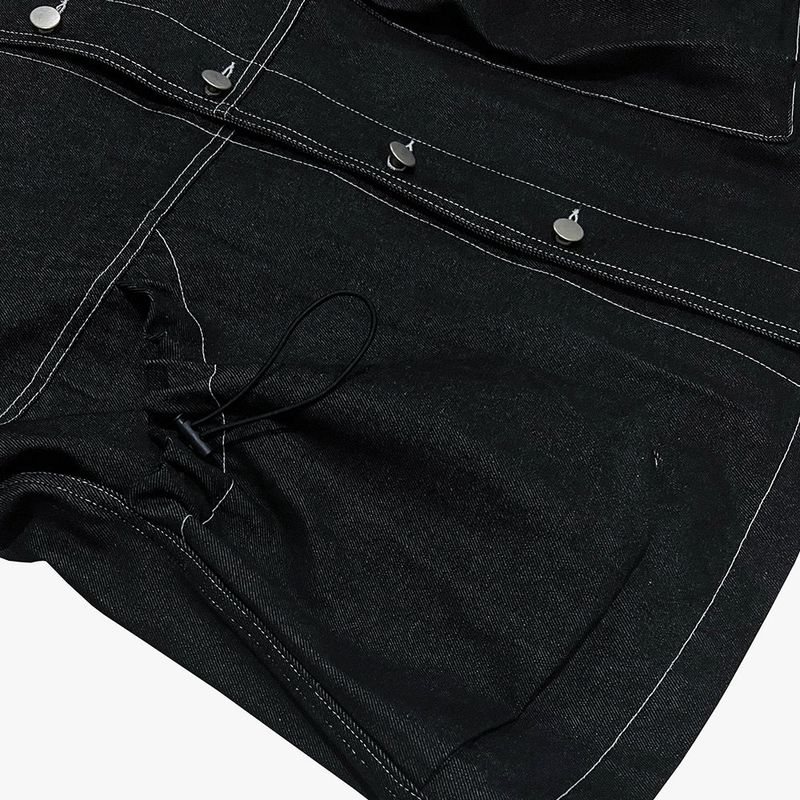 reverse Terry Pocket Denim Jacket_black