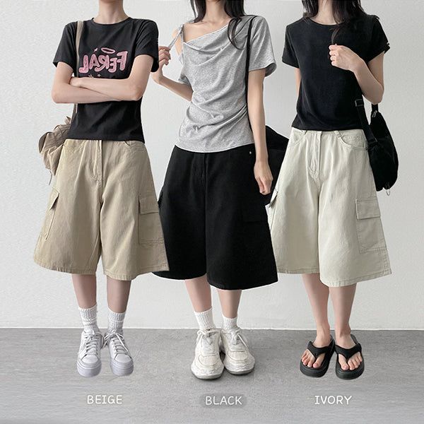 hijjoo（ハイチュー）の「Cargo Half Pants Casual Bermuda (3 colors)（Pants）」
