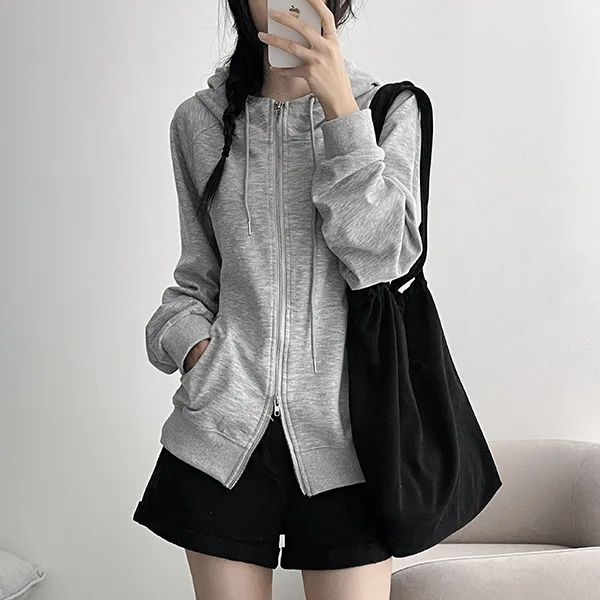 Rivet✨Point Double High Neck Two-Way Hoodie Zip-up (4 colors)