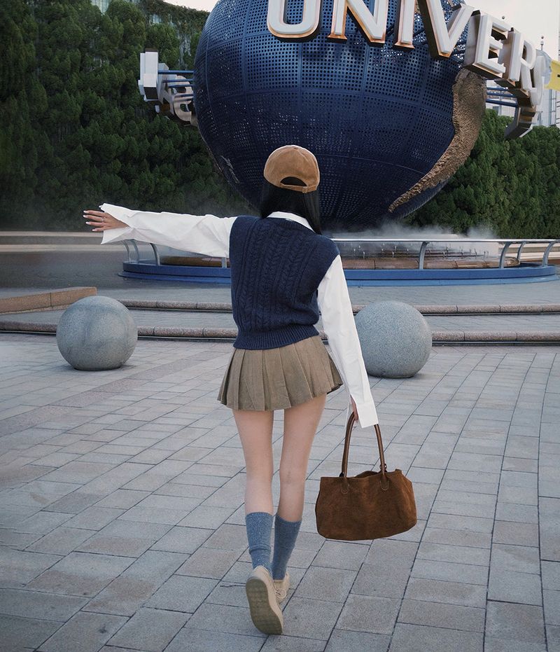 [BELLIDE MADE] Benny, cable round knit vest