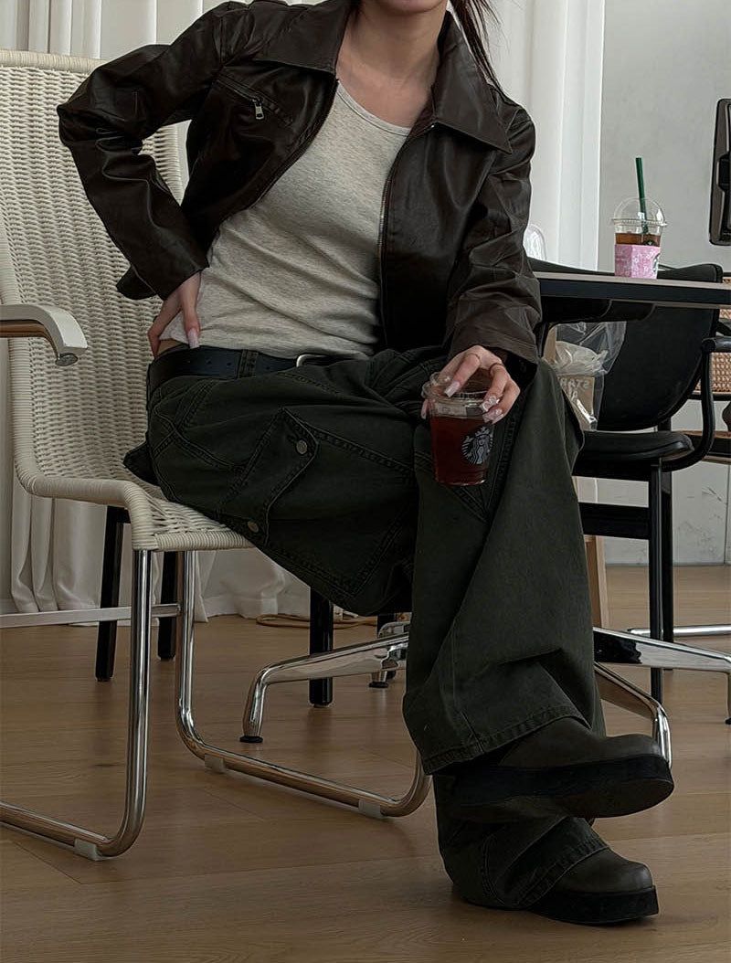 Wide flare cargo pants(2color)