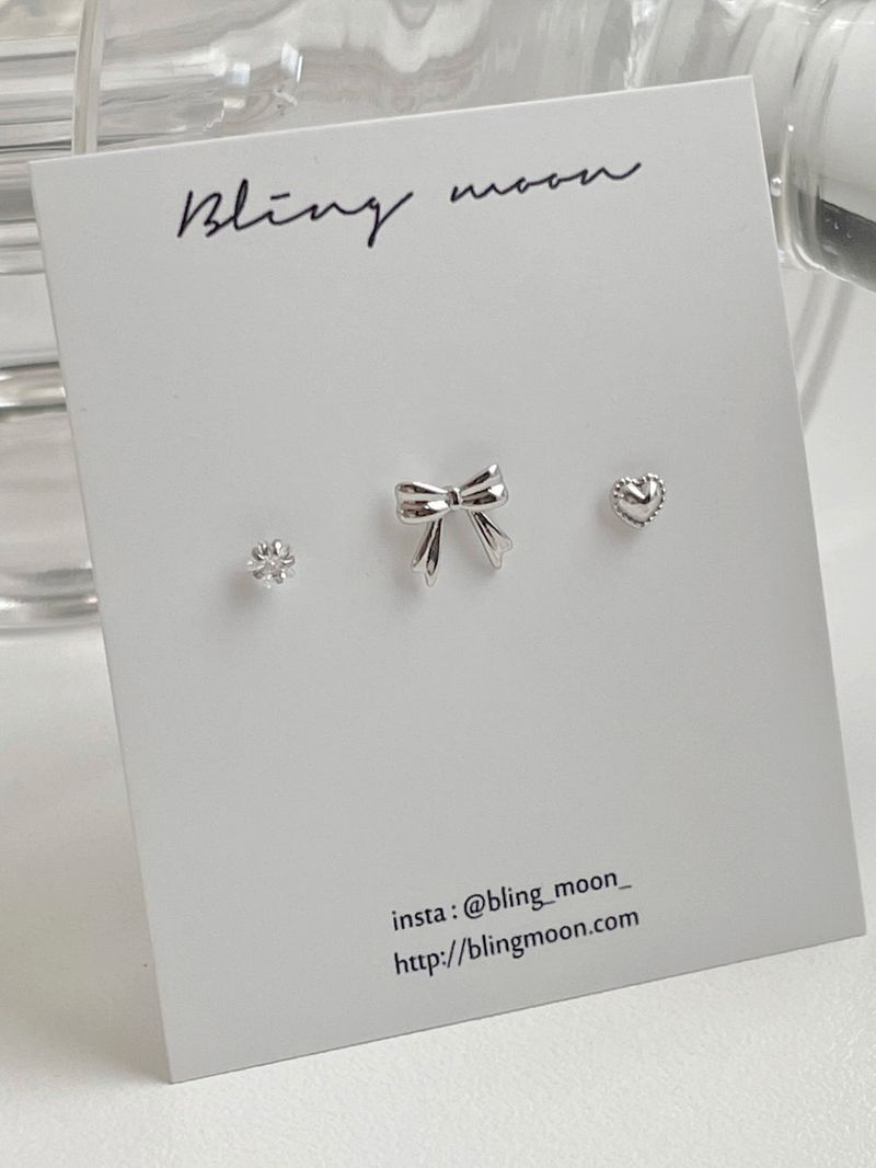 [3 set] love ribbon piercing set