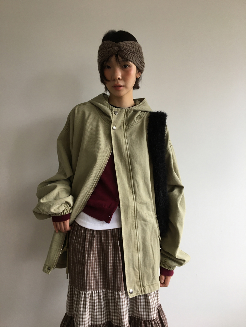 Morrow washed hooded field jacket (2color)