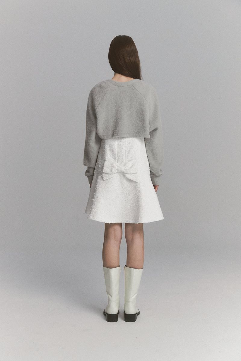 Fur Ribbon Bolero Gray