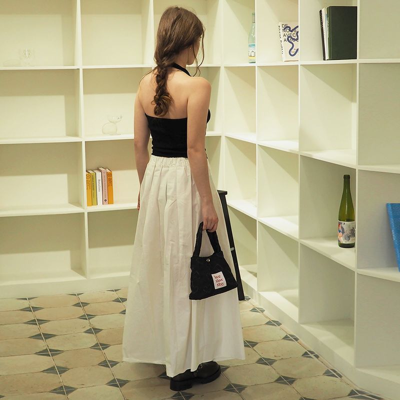 denim tote mini-black