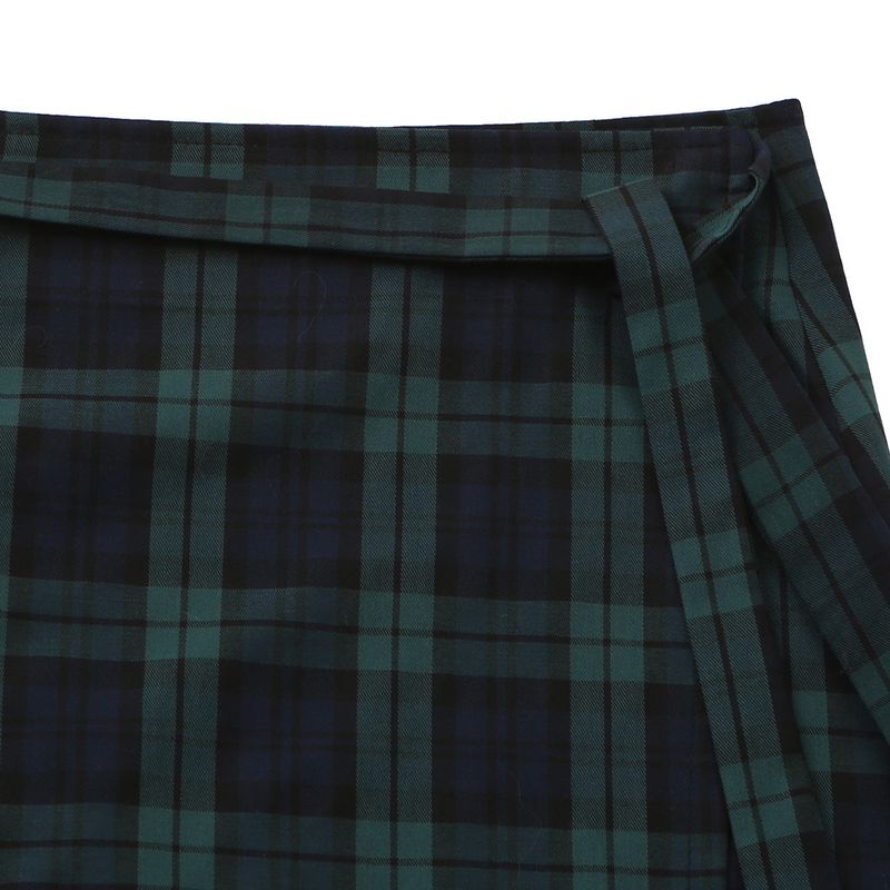 TARTAN CHECK WRAP SKIRT GREEN