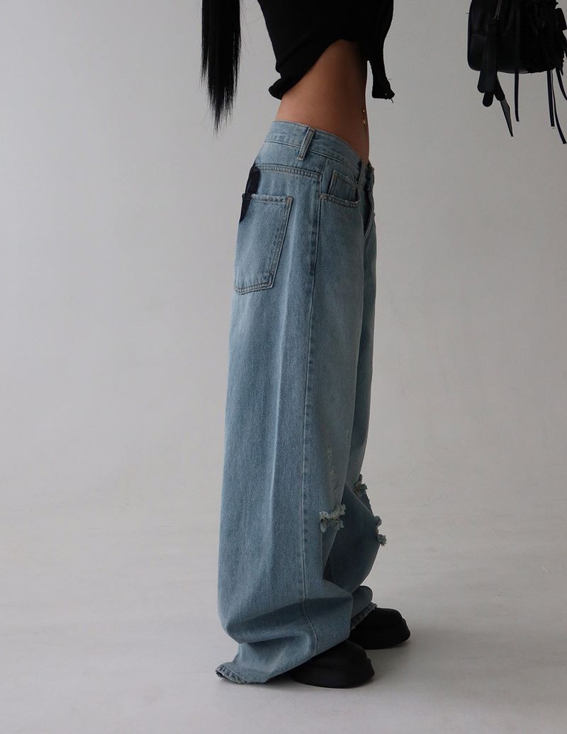 hip lettering wide jeans