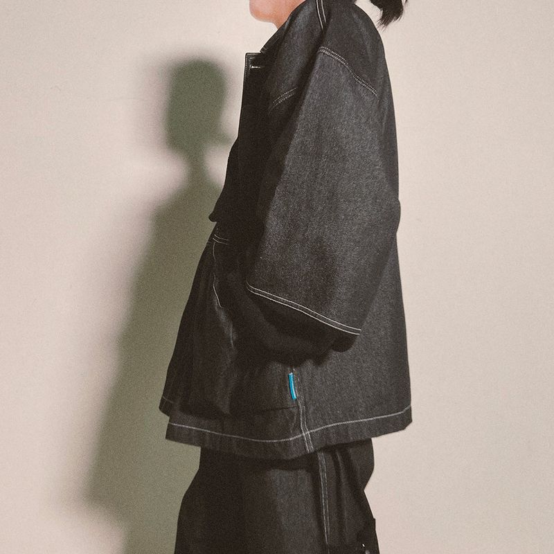 reverse Terry Pocket Denim Jacket_black