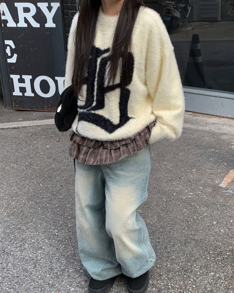 チェックレイヤードスカート