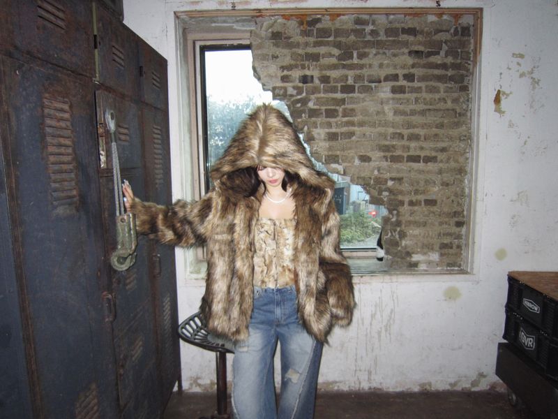 Hoodie fox fur-JK (Brown)