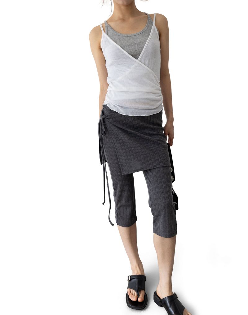 Ribbed Capri Wrap Pants