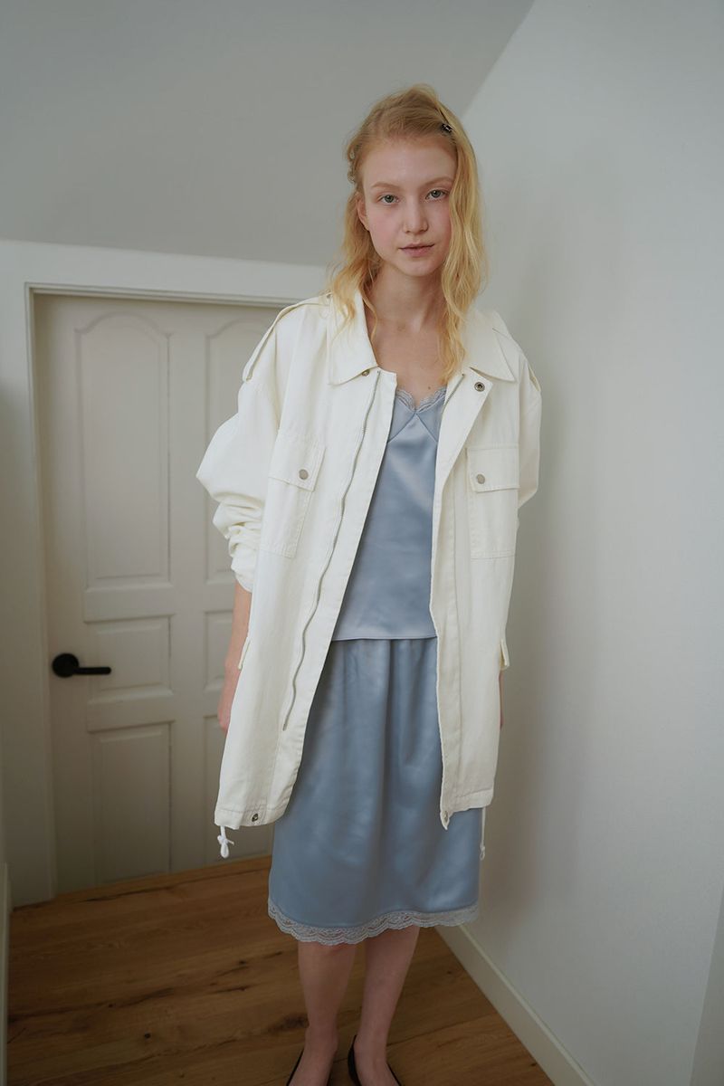 Satin midi skirt_skyblue