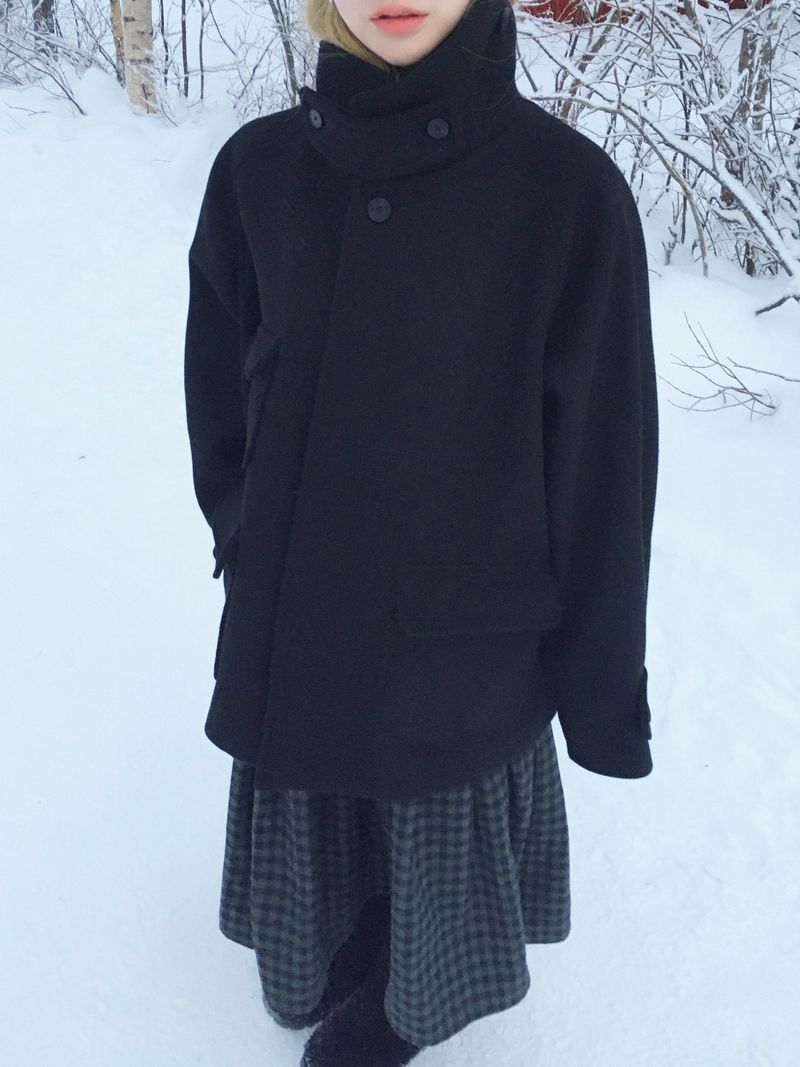 Blended Neck Bijou Line Short Coat (3c)