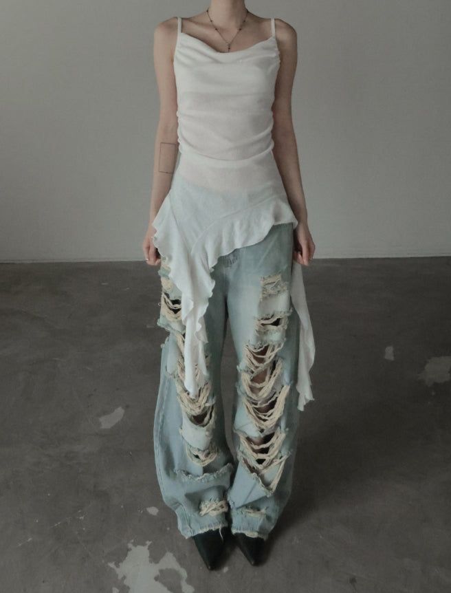 Risen Unbalance Frill Sleeveless