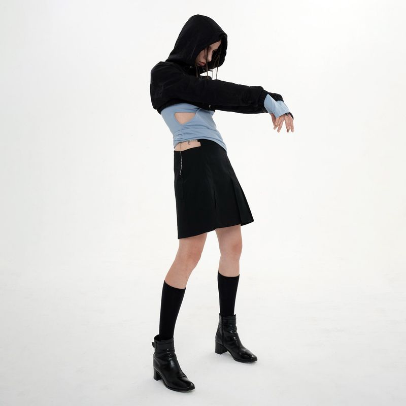 DETAIL HOODED BOLERO(BLACK)