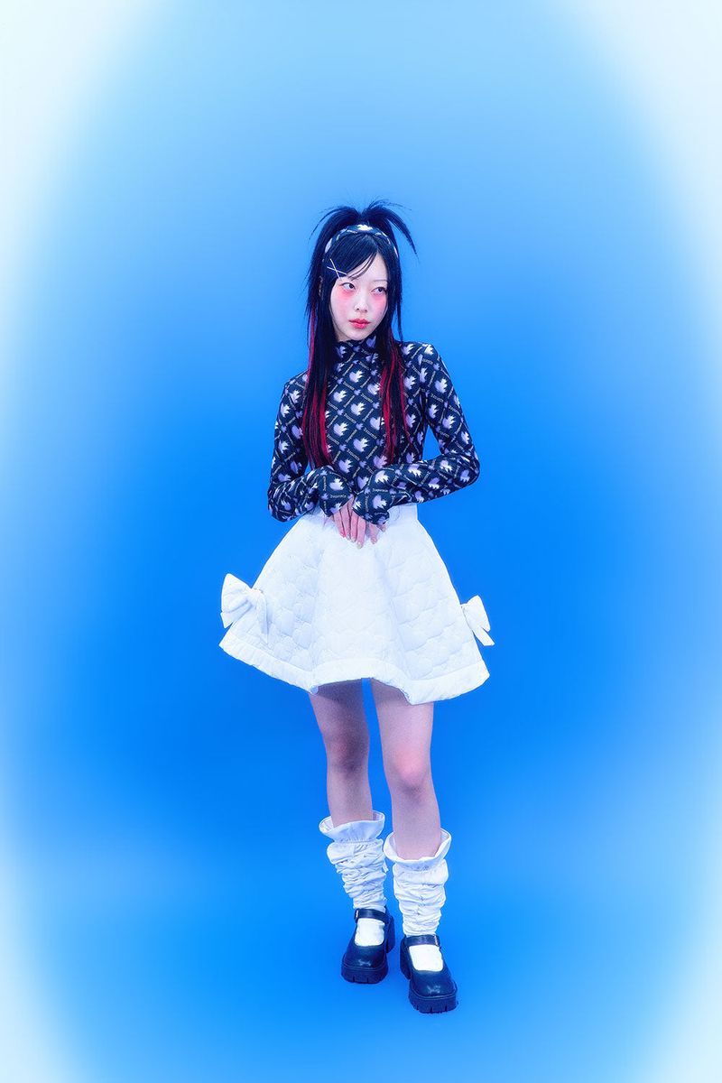 Baquemin(バクミン)の「Heart Quilted Skirt (White)(Skirts)」