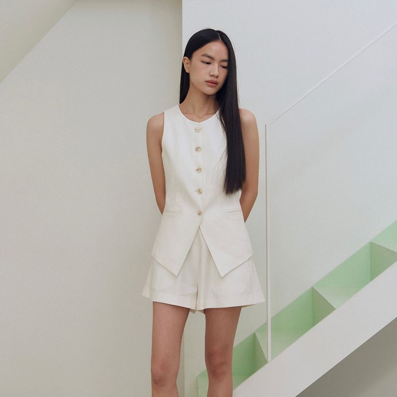 Linen Blended A Line Shorts