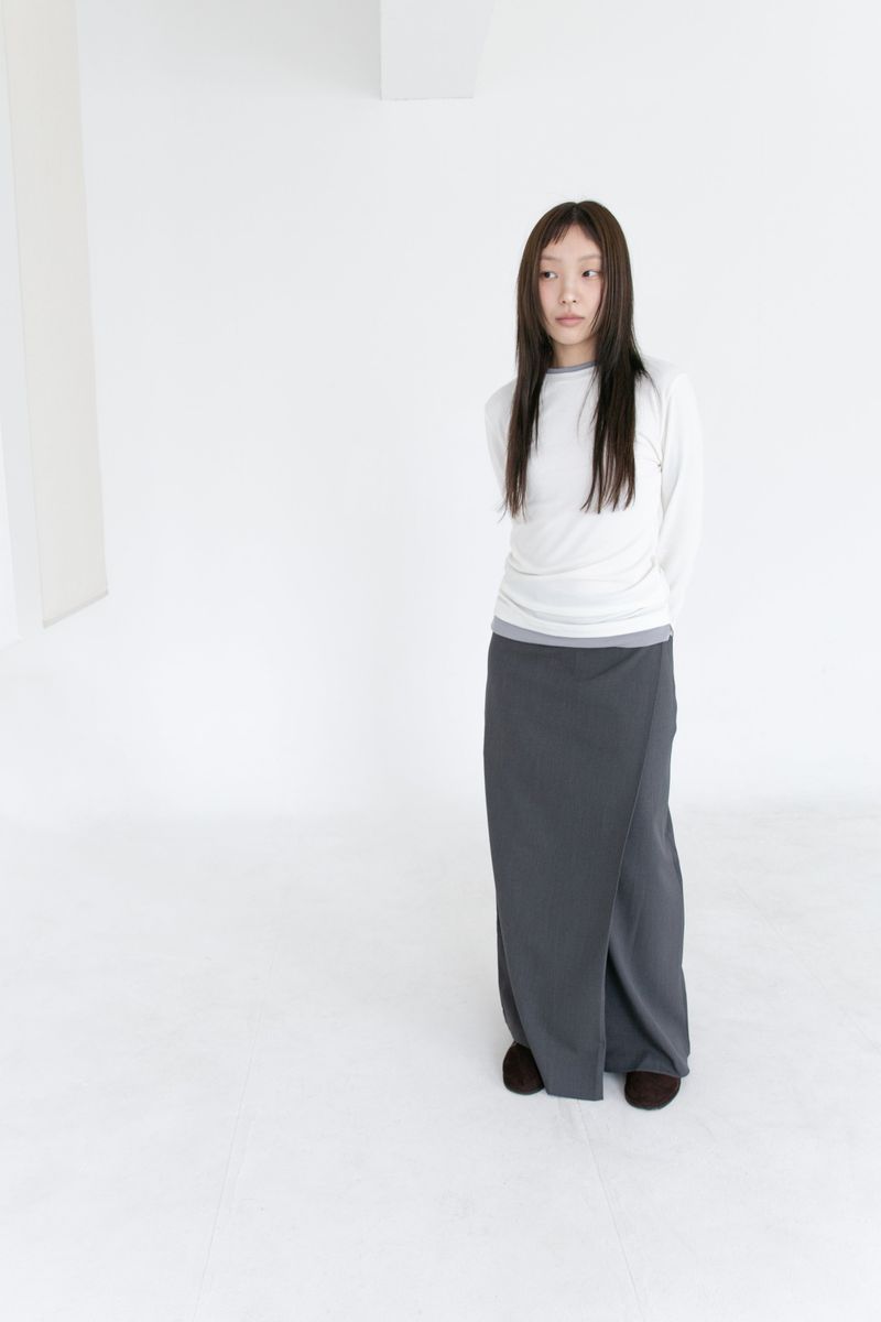 modern wrap lip-pocket skirt(2colors)