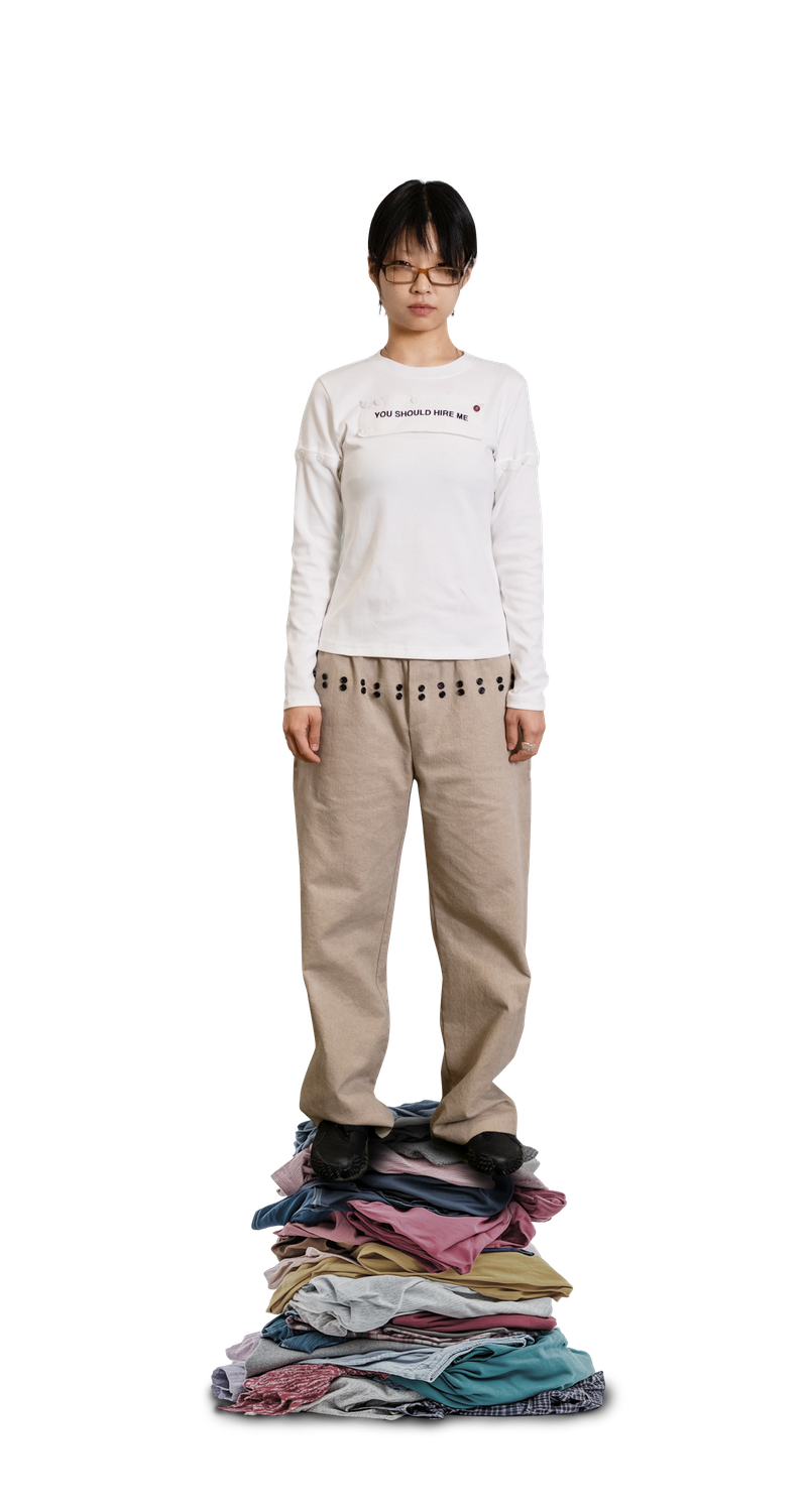 "HIRE ME" CONVERTIBLE LONG SLEEVE (WHITE)