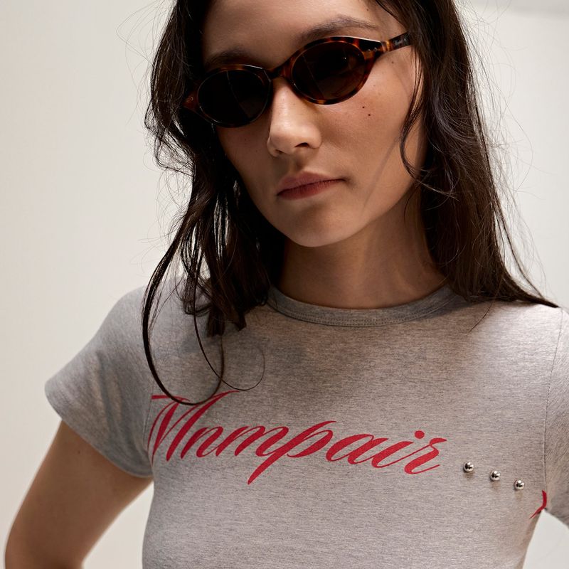 Lettering Crop Tee Grey