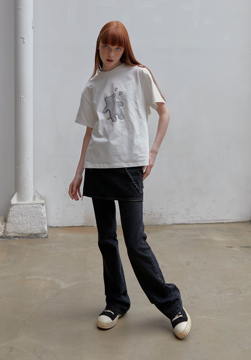 WASHED RIVET DENIM PANTS