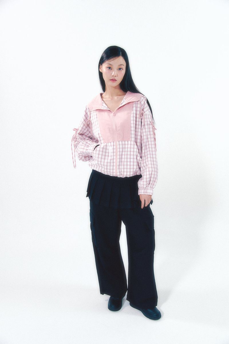 Pleats Skirt Cargo Pants Set Black