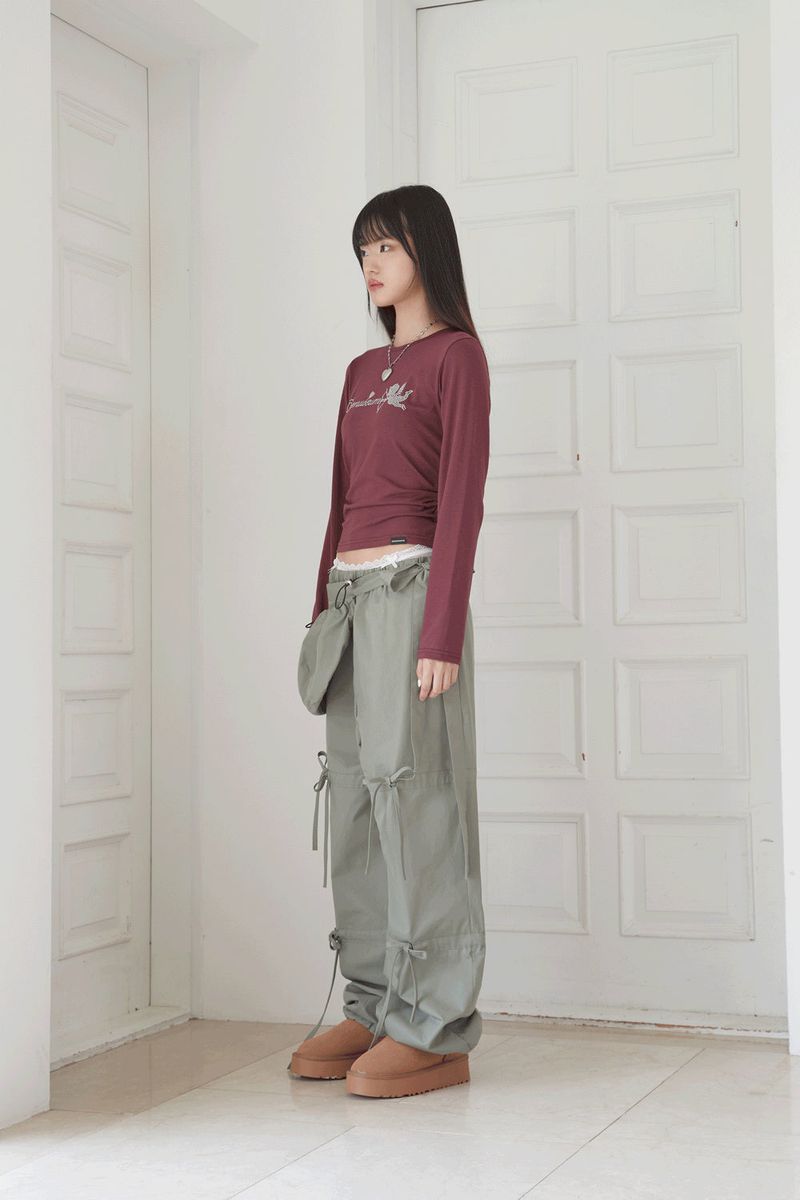  RIBBON STRING PANTS .WITH BAG (KHAKI)