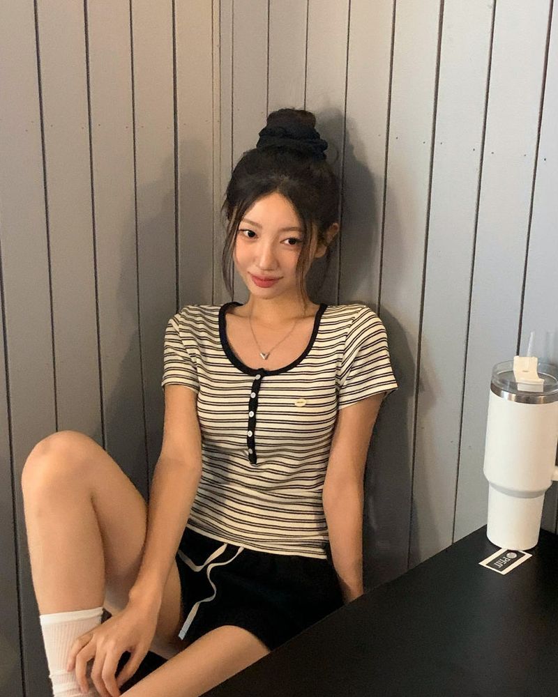 BEIDELLI（ベイデリー）の「[MADE] Wow, striped U-neck short-sleeved T-shirt（Tops）」