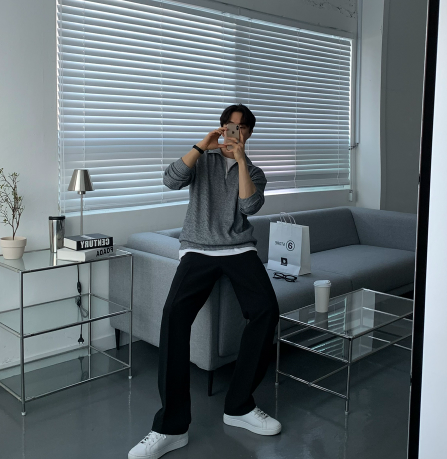 Hendes Daily Ribbed Semi-Zip Up Knit