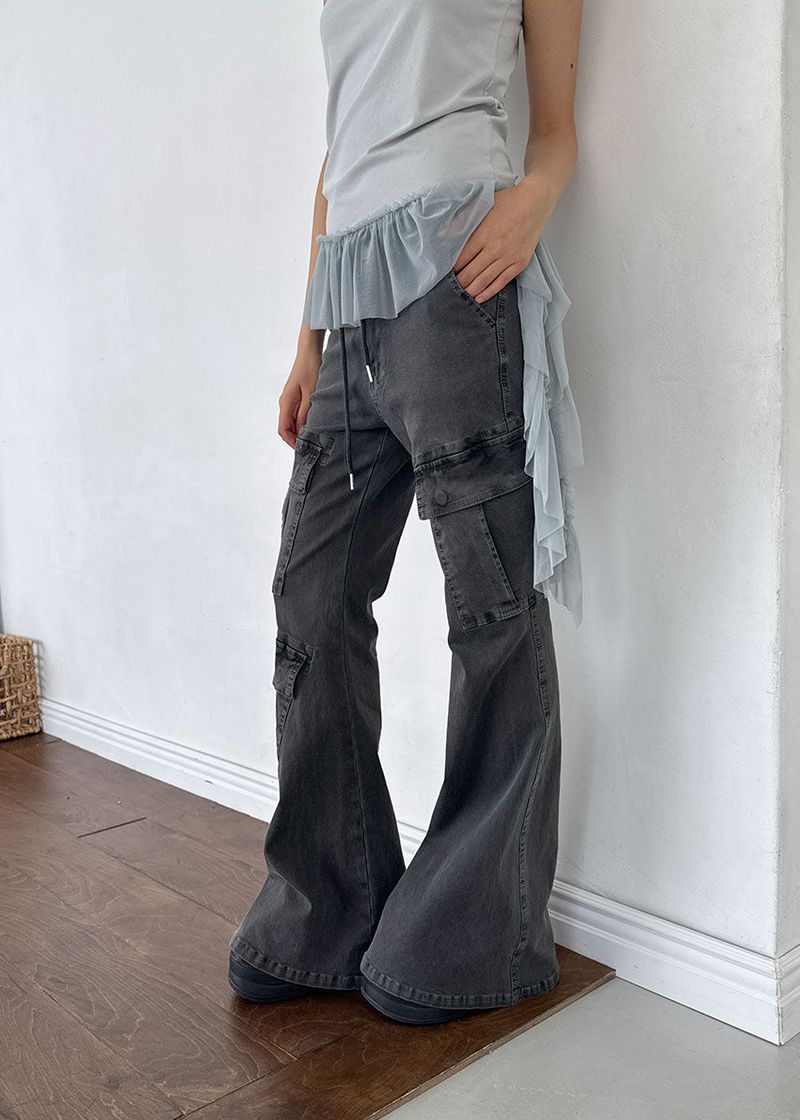 LOW GREY CARGO BOOTS CUT DENIM