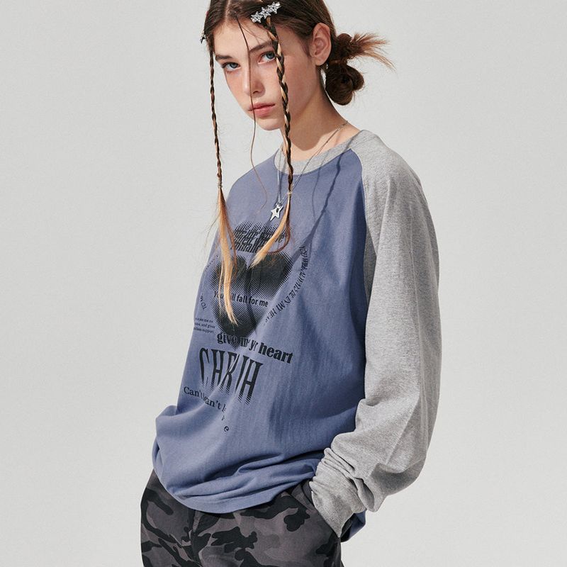 Y2K Heart Raglan Long sleeve [Blue]