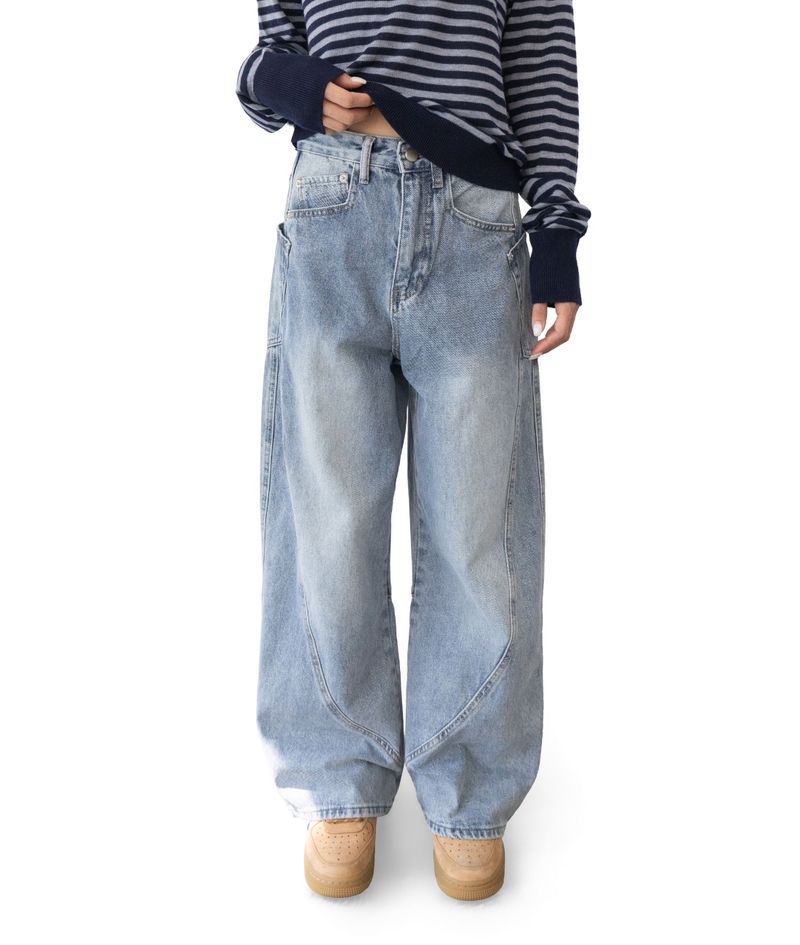 Jeff Big Pocket Washed Curved Jeans