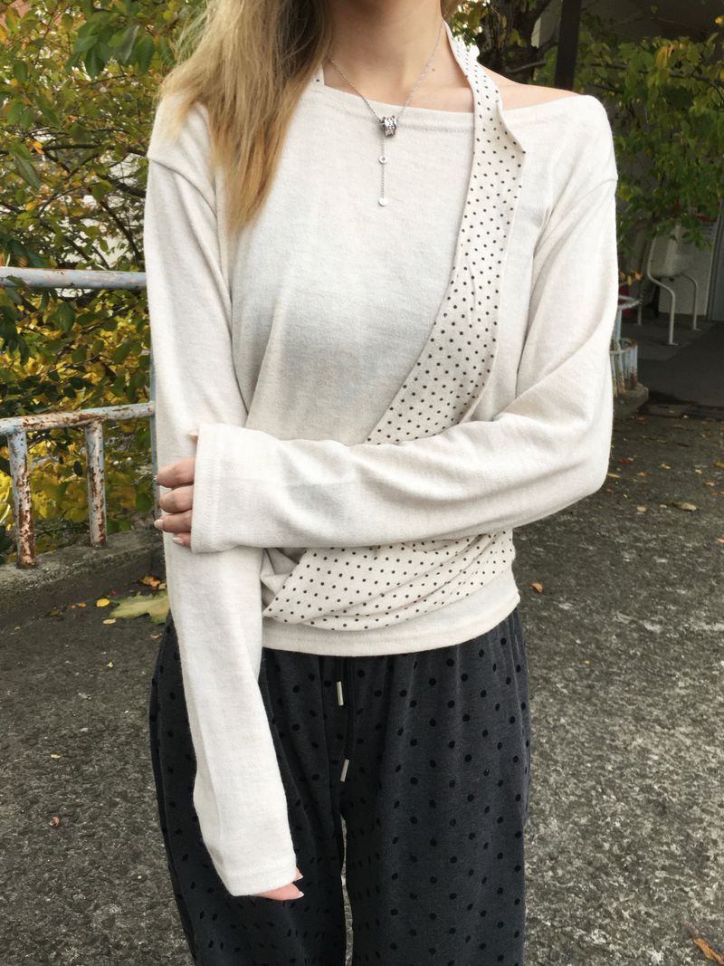 Kobe Dot Halter Neck Layered Tee (3c)