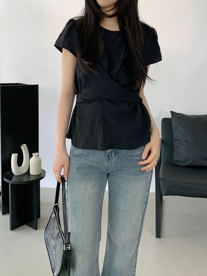 Amélie Shirred Wrap Blouse