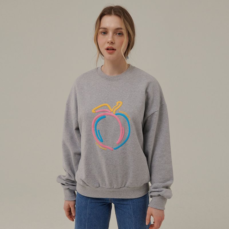 PEACH EMBOSSED PRINT SWEATSHIRT_MELANGE GRAY