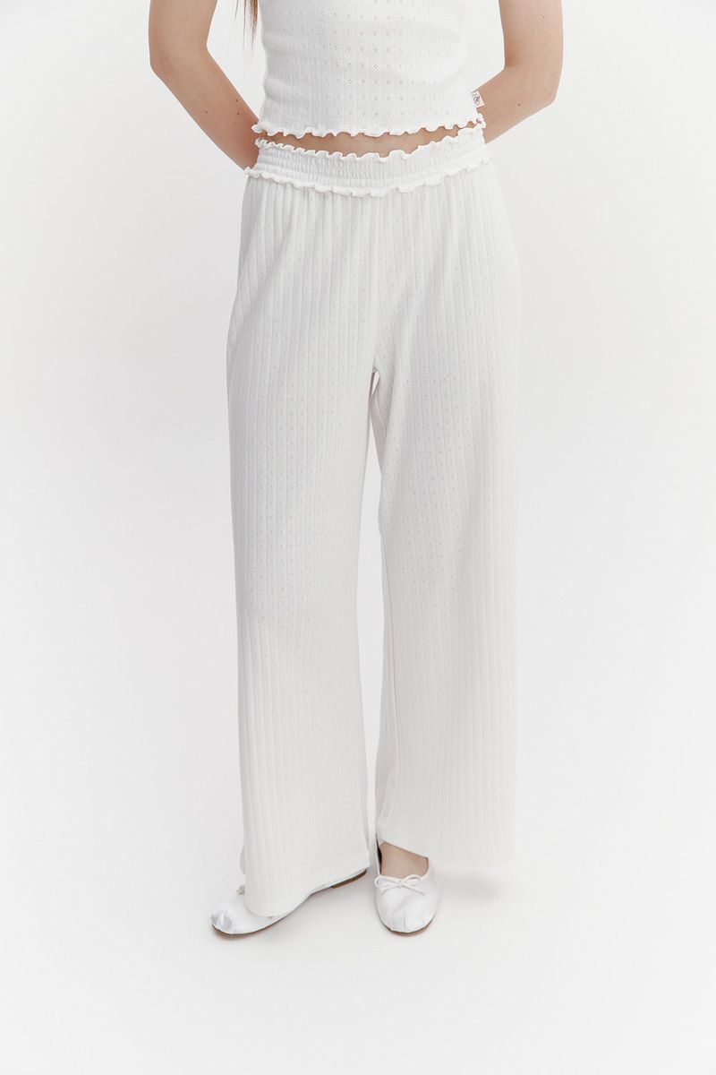 Wave Frill Pants Ivory