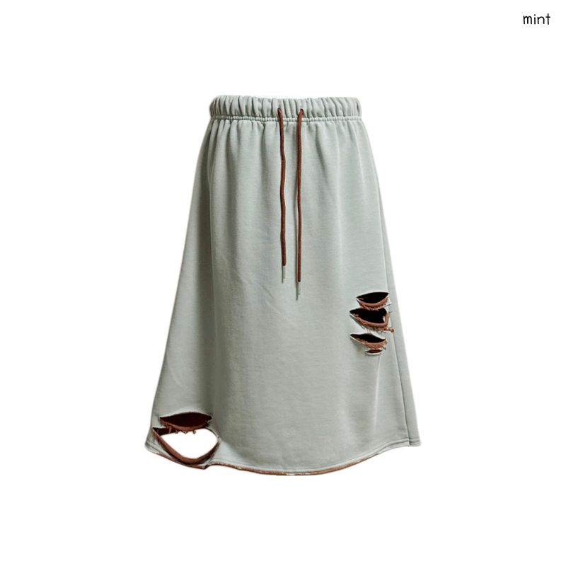 (3color) Damaged Jersey Skirt