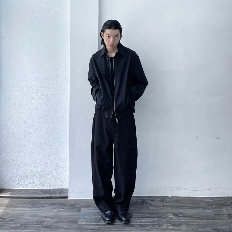 チェックド ジップ シャツ ジャケット