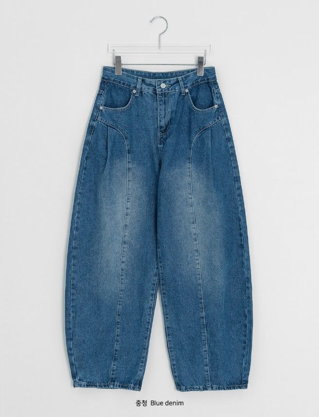 Tele Side Pintuck Wide Denim Pants