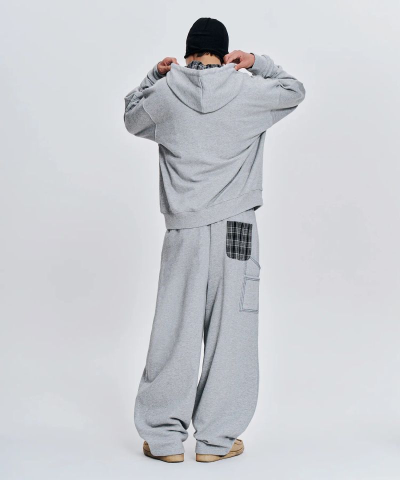 mah LOGO CHECK ZIP-UP HOODIE_GREY