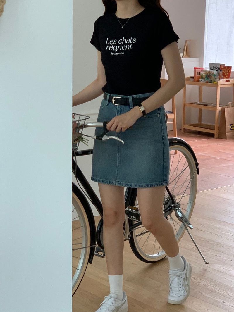 LES CHATS LETTERING T-SHIRT BLACK