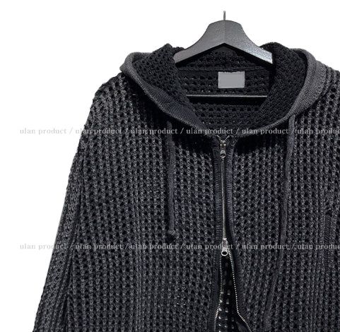 ON Dying Damage Mesh Hood Zip Up