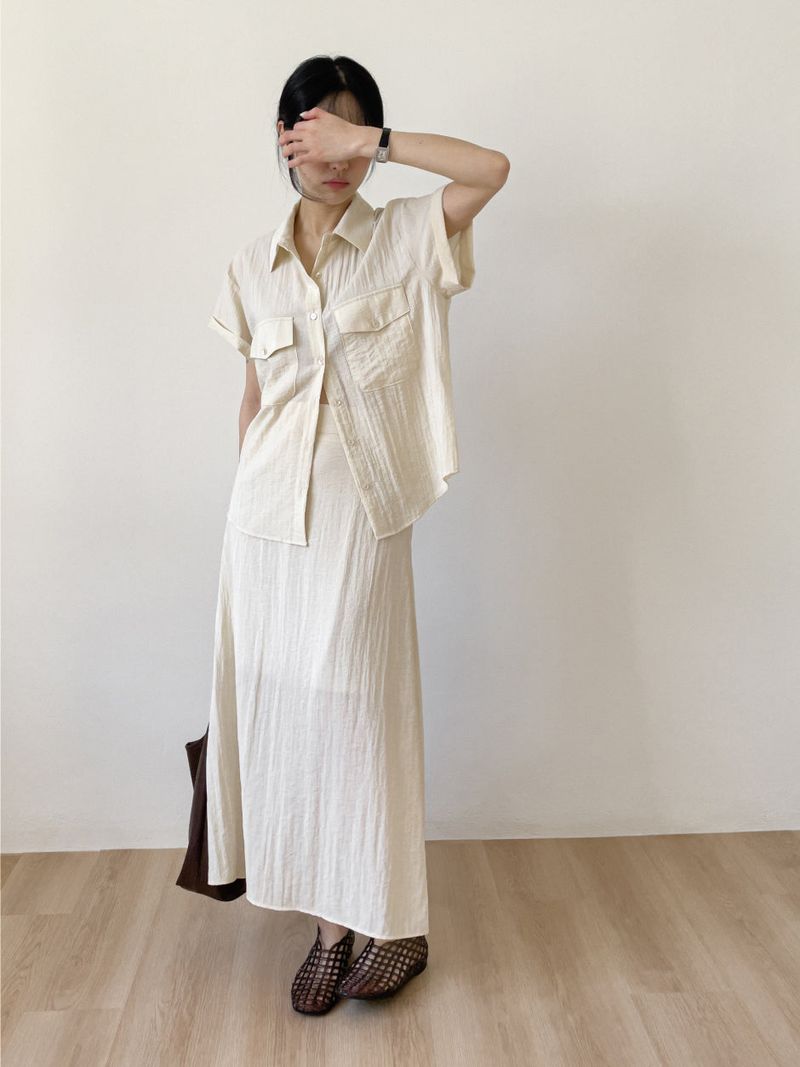 Even Nylon High-Waisted Long Skirt
