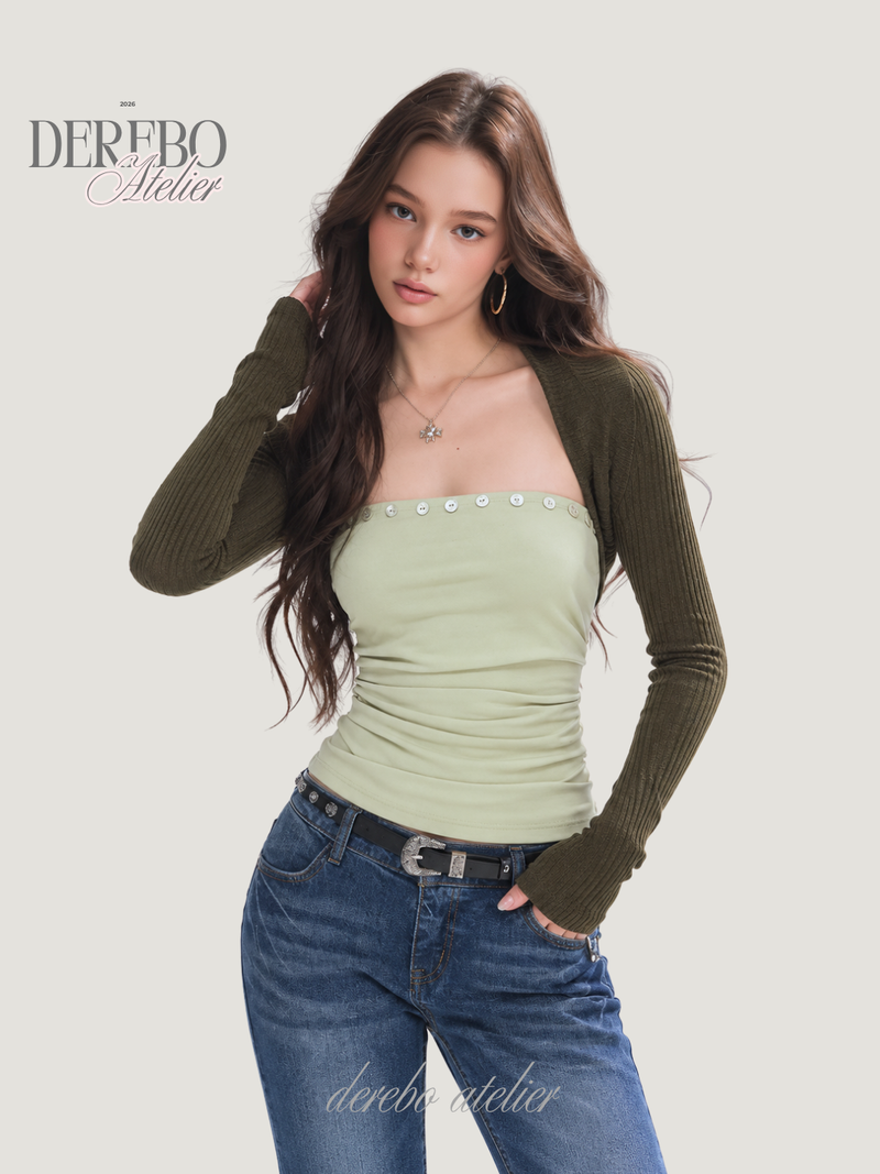 dereborujo（ドレボルゾー）の「Olive Brown Tube Top Bolero Two-Piece Set（Tops）」