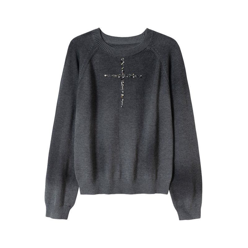 WANGXINGYU（ワンシンユー）の「SPRAY-DYED DISTRESSED BEADED PIPE EMBROIDERY クロステンセルベルベットニットセーター（トップス）」