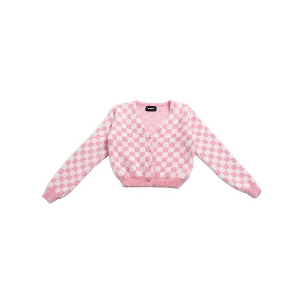 Pink Checkers Cardigan