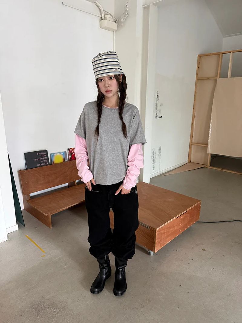 ring zip denim pants