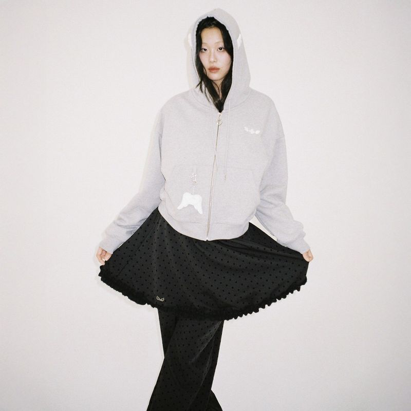 Dot Skirt Pants - Black