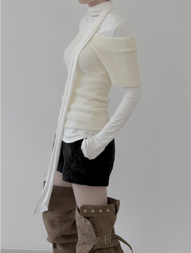 Tsumu Fur Knit Off-Shoulder