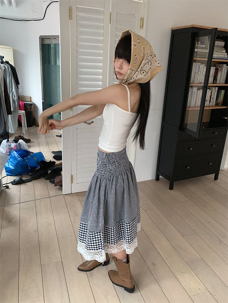 SMOKE BANDING CHECK SKIRT (2C)